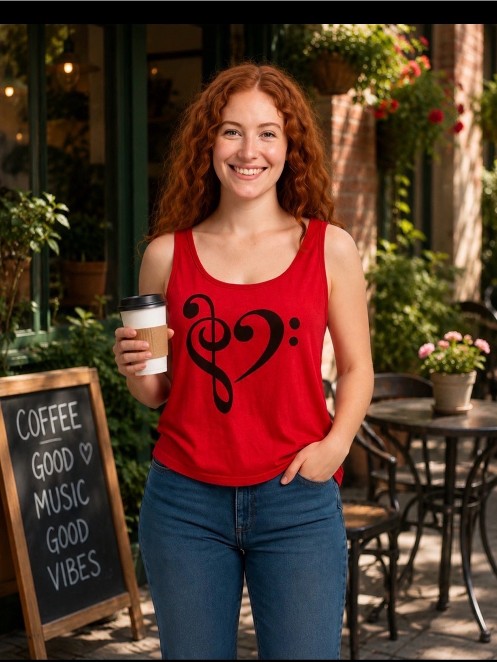 Women's Torrid Red Music Note Graphic Tank Top Plus Size 1X